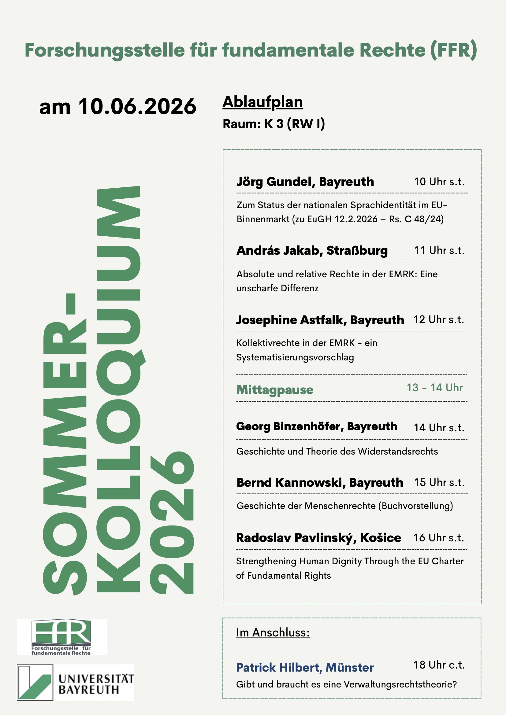 Symposium im K3 von 10-20 Uhr
